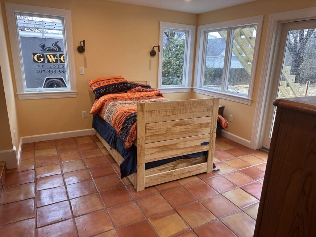custom tile flooring installation in a MAine home