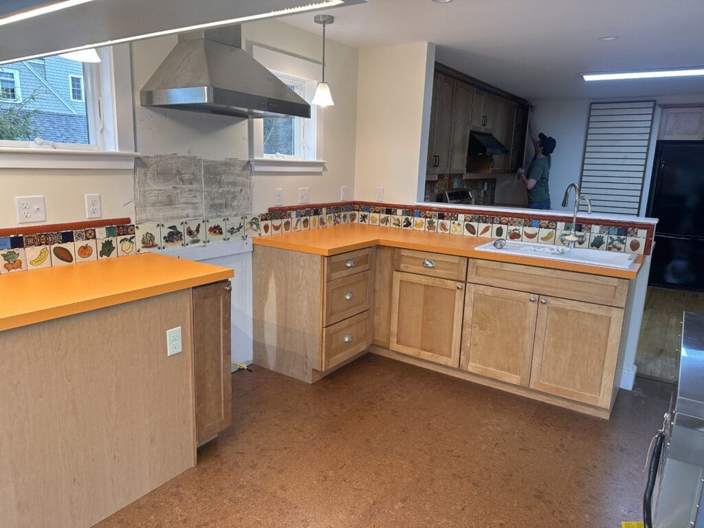 a kitchen remodel in progress in a Maine home