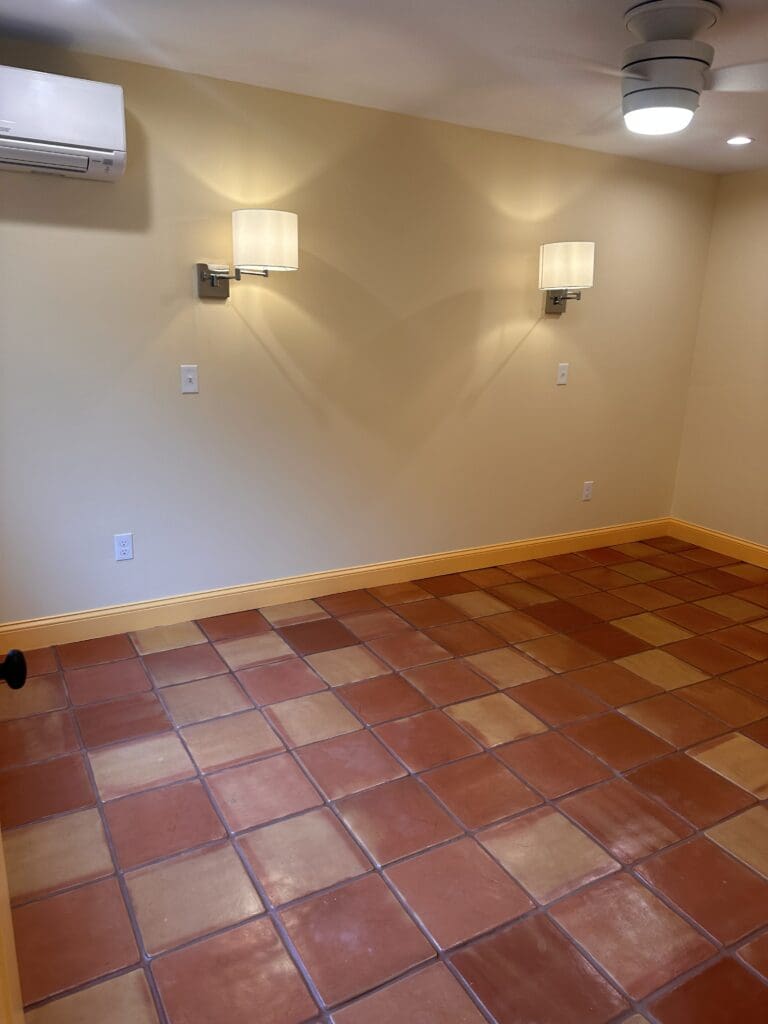 Maine custom flooring installation with red tile