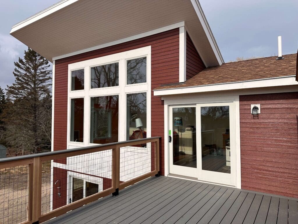 A custom home being built in Maine
