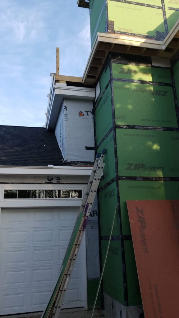 a custom Maine home build in progress
